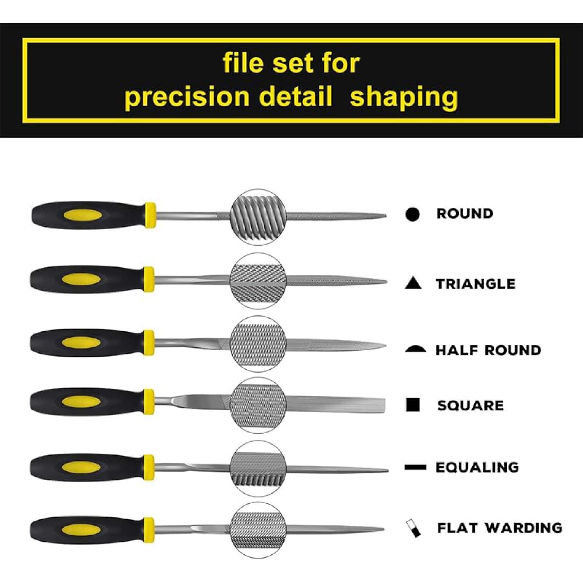6Pcs Needle File Set with Handle, Precision Rasp Files