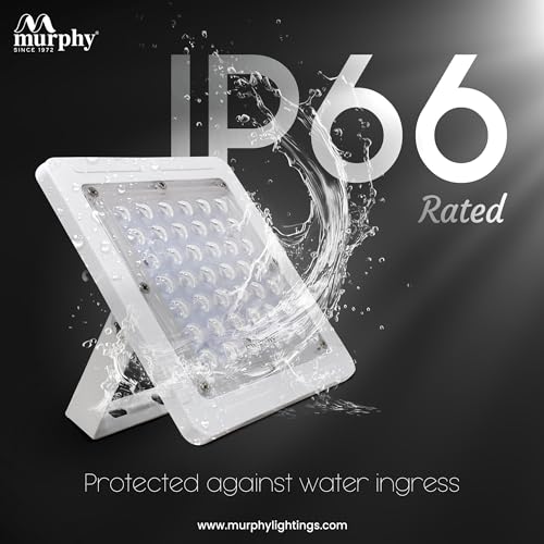 Image of Murphy Ray 20W LED Flood Light with Day-Night Sensor & Driver, Cool White 6500K, IP66 Waterproof, Outdoor Security & Landscape Lighting, BIS Approved, 2-Year Warranty - Pack of 4