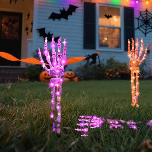 Halloween Decorations Outdoor, 5Pcs Solar Lighted Skeleton Arm Stakes - image 8