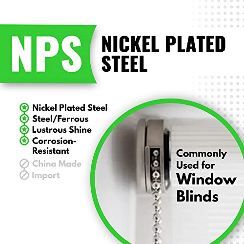 #10 Beaded Ball Chain (4.5Mm) – Usa Made Nickel Plated Steel (Nps) 100 Feet Spool For Vertical Window Blinds, Plumbing And Industrial Equipment Labeling, Commercial Retaining Applications #TOP2