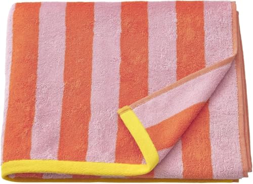 Ikea SLÅNHÖSTMAL Bath Towel, Orange/Pink Striped, 70x140 cm (28x55)