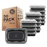 Freshware Meal Prep Containers [50 Pack] 1 Compartment Food Storage Containers with Lids, Bento Box, BPA Free, Stackable, Microwave/Dishwasher/Freezer Safe (16 oz)