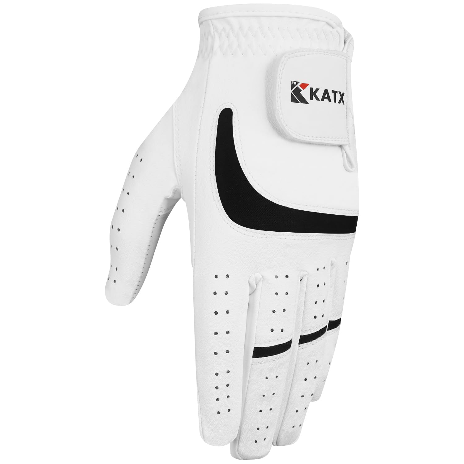 KatxMen's Full Finger Golf Glove Durable Premium Leather Left Hand Right All Weather Spann Glove Stratus Tech Golf Glove Non Slip Flexible Golfing
