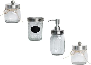 Premium Glass Bathroom Accessory with Lotion Bottle Toothbrush Cup Gargle Swab Holders Compact Stylish Home Use Wash Supplies Organizer for Bathroom Vanity
