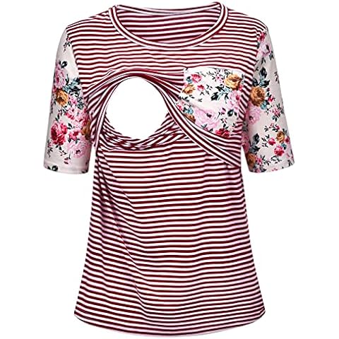 Godom Damen-Stillshirt-Kurzarm Umstandsshirt mit Stillfunktion Cover