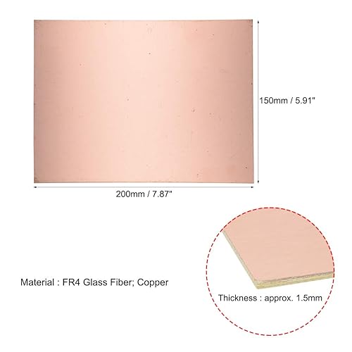 Miniatura 30 de uxcell Placa de circuito PCB laminado revestido de cobre de doble cara, FR4 5.906x3.937 in 5.91x3.94 pulgadas, 0.059 in de grosor DIY Prototipado