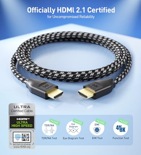 Image of Cable Matters 48Gbps Ultra HD 8K HDMI Cable (Braided 8K HDMI Cable) with HDR for PS5, Xbox Series X /S, RTX3080 / 3090, Apple TV, and More - 4 Meters / 13.1 Feet