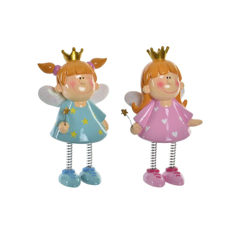 DKD Home Decor Money Box Brand Pink Fairy Resin Sky Blue (2 Pieces) (Reference: S3019922)