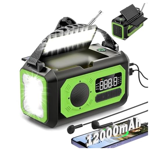 2023 Newest Weather Radio,12000mAh AM/FM/NOAA Weather Radio, Emergency Hand Crank Radio,Multi-Function Solar Radio,2 Solar Panels,USB Type-C Charging,Torch & LED Reading Lamp,SOS Alarm,Compass(Green)