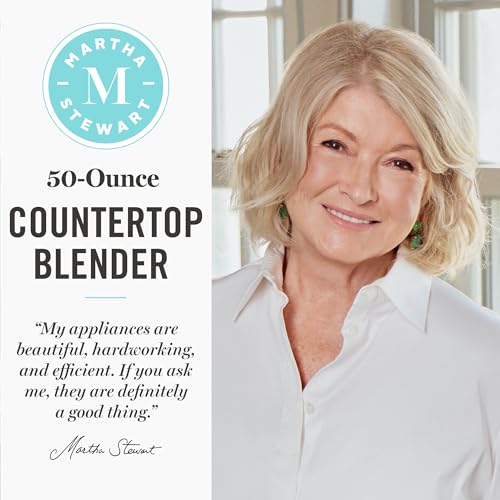 Martha Stewart Countertop Blender, 50oz Glass Jar, 6 Stainless Steel Blades 3 Speeds & 5 Presets, Auto Clean, Smoothies, Crush Ice, Shakes, Chop, Margarita, Measurement Markings, 700W, Linen Cream - Image 3