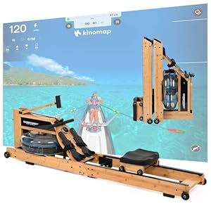 Christopeit Wasserrudergerät klappbar für Zuhause - Rudergerät Holz, Hybrid Wasser-Magnet-System, Kinomap, Bluetooth (Colorado - Bambus)