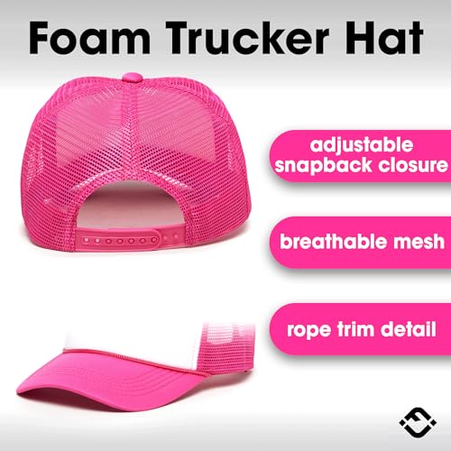 Image of Funky Junque Foam Trucker Hat, Trucker Hats for Women & Men - Blank Adjustable Snapback Mesh Back Baseball Cap