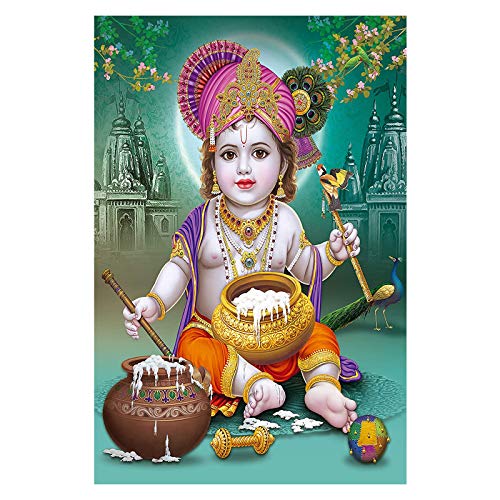 Image of PAPER PLANE DESIGN Baby Krishna Poster for Pregnant Women (Paper, 12 x 18 Inch) (Design-B) Multicolour