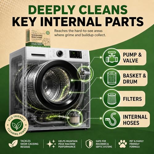 Image of Renuv Heavy Duty Washing Machine Cleaner For Pet Owners, 12 XL Tablets | For Dog & Cat Hair, Removes Stink, Odor, Residue, Grime, Front Load or Top Load Washer, HE and Septic Safe, 1 Year Supply