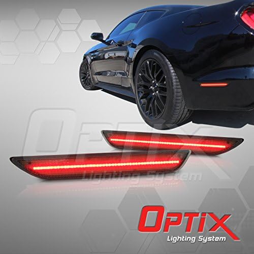 Optix Autolabs - Compatible with 2015-2017 Ford Mustang Smoked LED Rear Side Marker Light - LED Side Lamp Replacement Housing
