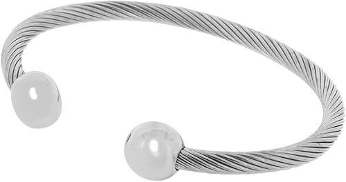 QRAY Pulsera atlética de golf de acero quirúrgico de lujo de plata para hombres y mujeres en forma de C