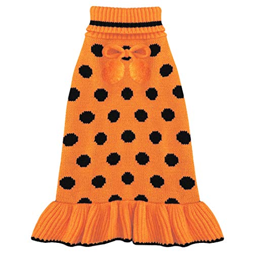 kyeese Dog Sweater Dress Turtleneck Dog Sweaters for Large Dogs Polka Dot Knit Pullover Warm Pet Clothes for Fall Winter
