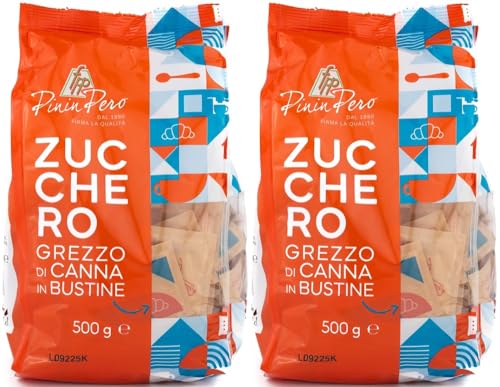 Pinin Pero - Bustine di Zucchero di Canna (500 grammi, 2 Confezioni) | Qualità Demerara | Family Kit