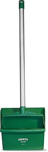 Miniatura 2 de SPARTA Recogedor vertical con mango de aluminio, borde dentado para peinar escobas, bloqueo de yugo seguro con orificio para colgar de fácil