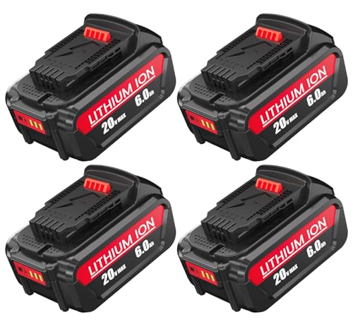 Moticett 6000mAh Replacement for Dewalt 20V Battery Compatible with Dewalt 20V Max Battery DCB206 DCB205 Replacement for Dewalt Battery 20V 4Packs