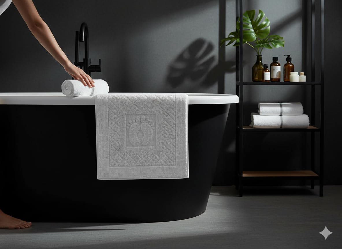 Alfombra de Baño 100% Algodón Turco Pack 6, Alfombrilla Baño Estilo Hotel Absorbente, Alfombra Ducha Lavable Secado Rápido, Suave Alfombrilla para Baño, Bañera y Habitación de Invitados 50x70 cm