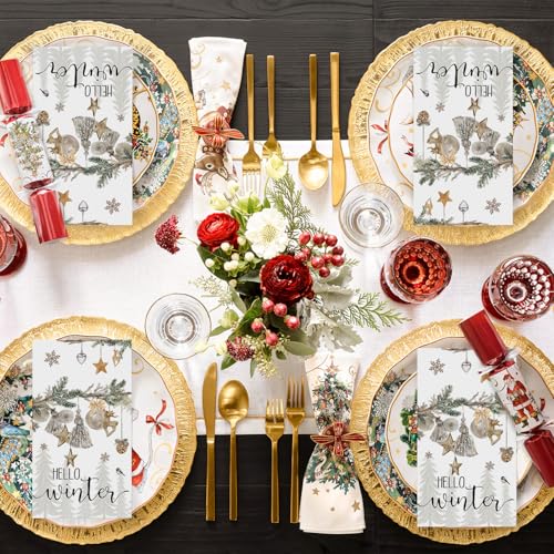 Toalla de mano decorativa Horaldaily con motivos de pino y estrella navideña 5