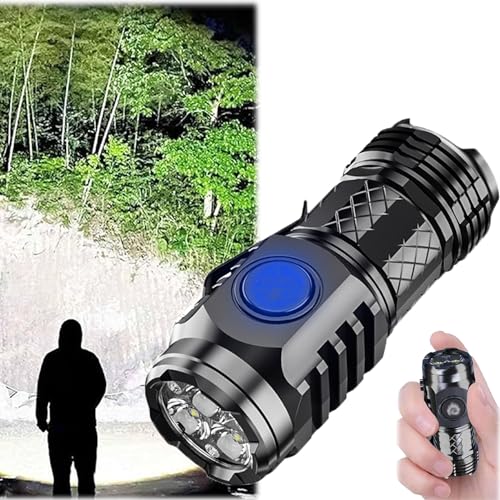 German Three-Eyed Monster Mini Flash Super Power Flashlight,Three-Eyed Monster Mini Flashlight,German Flashlight,Linterna Mini Flash Super Power,5 Modes,11h,Rechargeable Waterproof (Black)