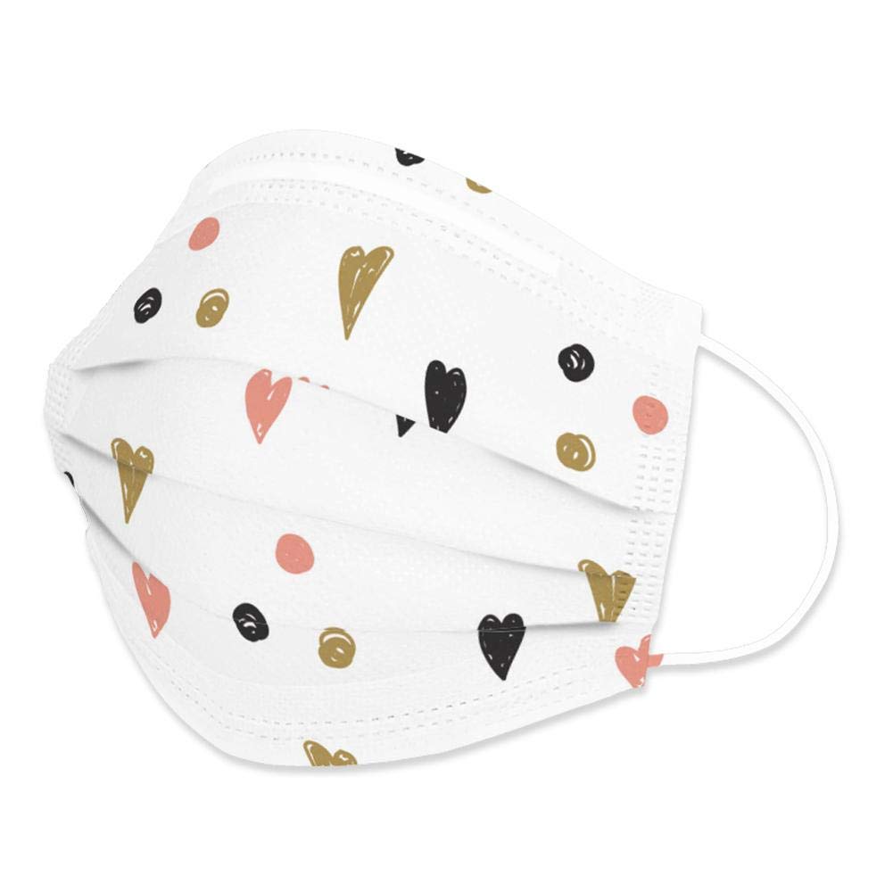 Edaren 20Pcs/Pack Face Mask 3-Layer Fashion Design Protection Adjustable Covering Unisex Mouth Shield Adult Warm Heart