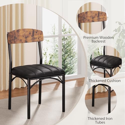 Round Dining Table Set for 4, Kitchen Table and Chairs for 4, Circle Table Round Pedestal Dining Room Dinner Dinette Table Set,5 Piece Space Saving Wood Kitchen & Dining Room Tables Set Furniture by Jocoevol - Image 5