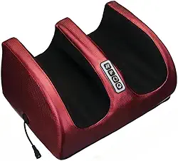 Massageador Elétrico Shiatsu para Pés e Pernas com Aquecimento – Alívio de Dores, Relaxamento Profundo e Circulação Ativada | Bivolt Automático - Vinho