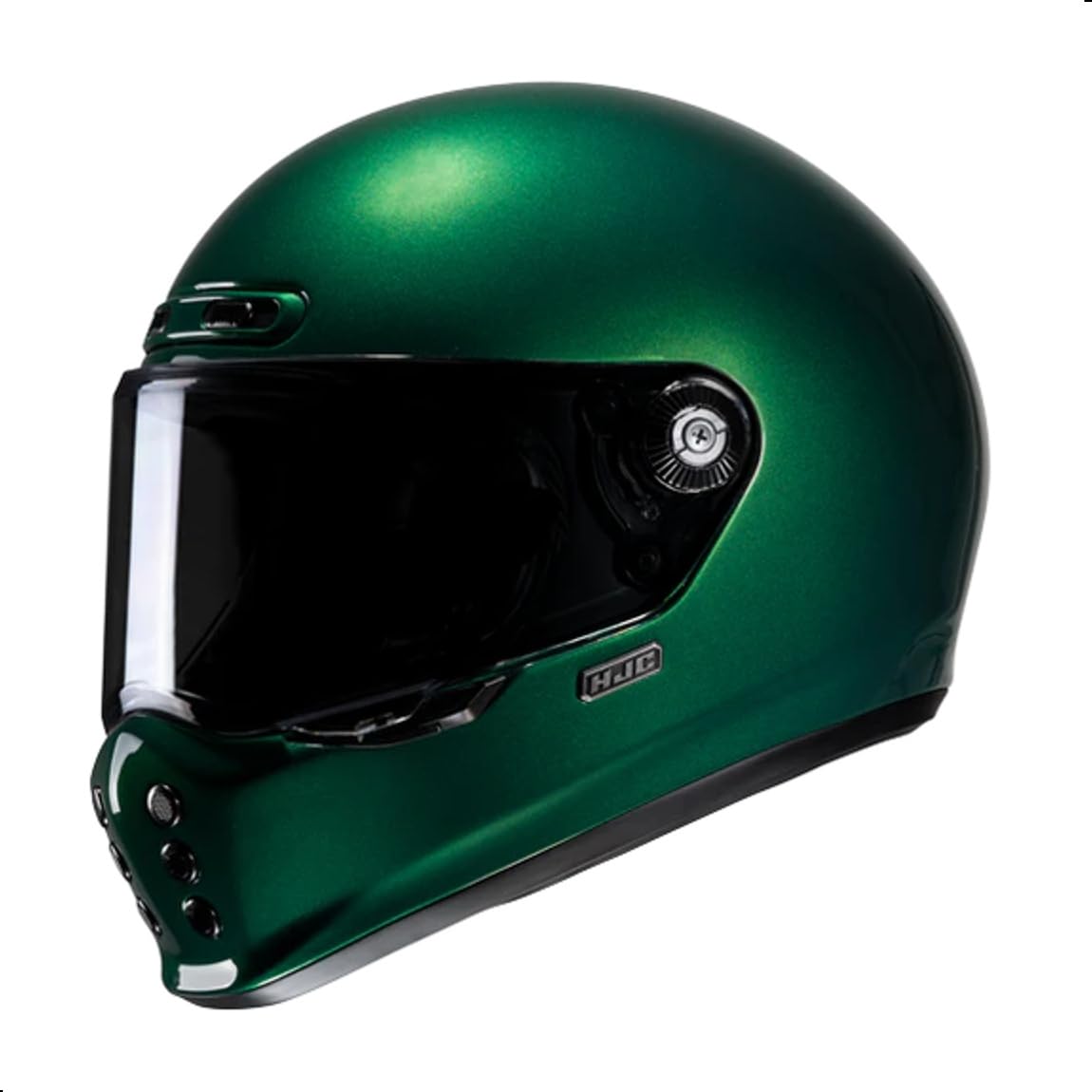 V10 Solid Full Face Motorcycle Helmet with HJ-41 Pinlock Shield, DOT Approved (Deep Green…