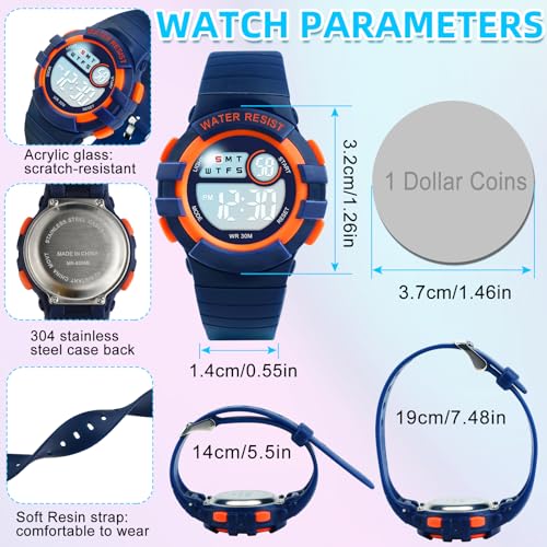 Image of Juboos Kid's Digital Watch for Boys and Girls, Waterproof LCD Digital Sports Kids Watch with 7 Color LED Lights, Stopwatch, Alarm