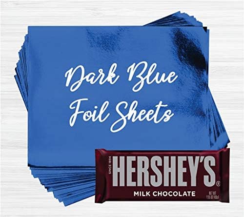 Hojas de papel de aluminio para envolver barras de chocolate Hershey's de color azul oscuro, 40 hojas