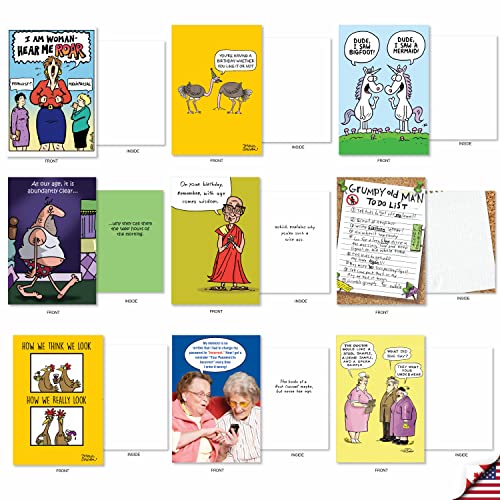 Nobleworks - 36 Assorted Humorous Blank Cards Bulk Box Set With Envelopes (36 Designs, 1 Each) Funny B-Day Card Variety Pack For Men And Women - Cartoon Party Ac9374Ocb-B1X36 #TOP5