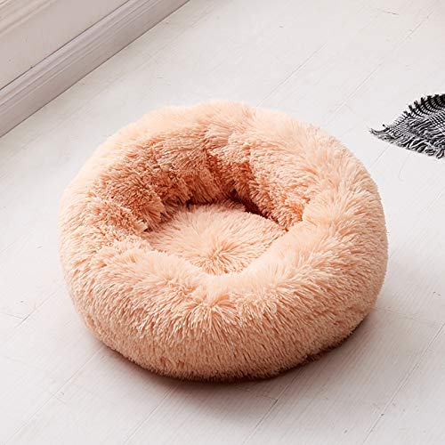 Almofada de cama de animal de estimação,Funien Cama de pelúcia para gatos Almofada redonda calmante