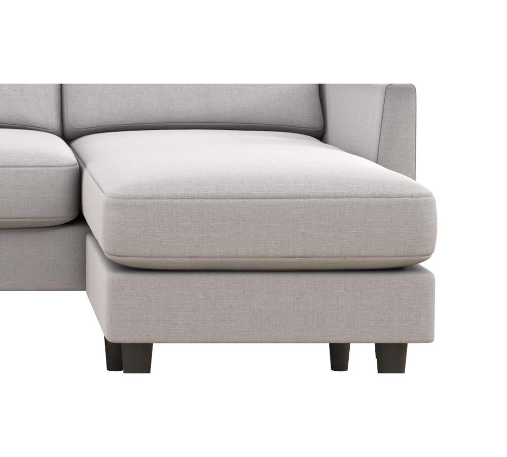 Divano angolare reversibile a 3 posti in lino grigio scuro - 197x139x91cm