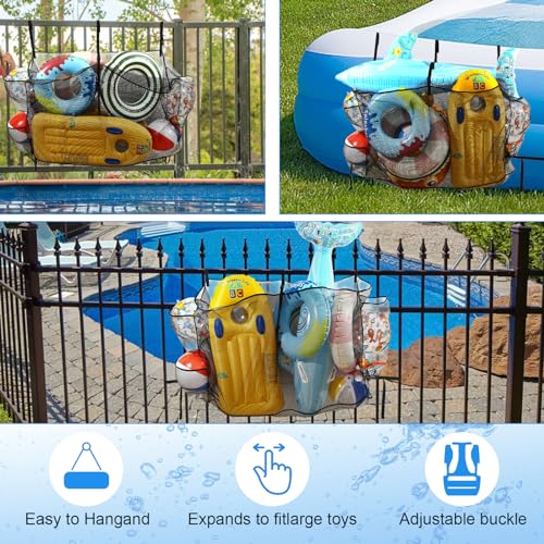 Pool-Float-Storage-BagAdjustable-Pool-Toys-Organizer-Hanging-Mesh-Bag-with-3-Side-Pockets-for-RaftsBallsFloatsInflatable-ToysExtra-Large-Pool-Toy-Storage-Net-Bag-PouchSwimming-Pool-Accessories Pool Float Storage BagAdjustable Pool Toys Organizer Hanging Mesh Bag with 3 Side Pockets for RaftsBallsFloatsInflatable ToysExtra Large Pool Toy Storage Net Bag PouchSwimming Pool Accessories