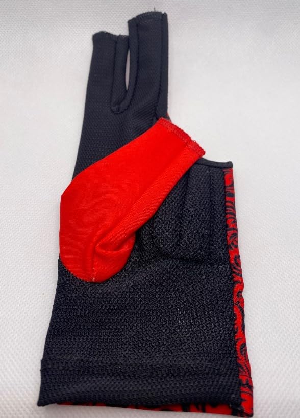 Feisty Billiards - Roxi RED - Womans's Billiards Glove - Sublimation (Large, Left)