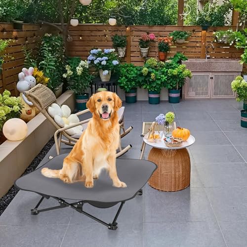 ORHEYA Faltbares Outdoor Hundebett – Erhöhtes, atmungsaktives hundeliege Bett für Hunde bis 60 kg, ideal für Camping und Garten, Outdoor Indoor 87 x 87 x 33 cm