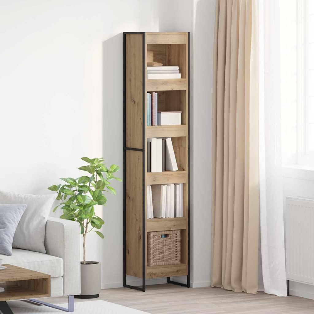 vidaXL Estantería para Libros Roble Artesanal 40 x 30 x 189,5 cm, Mueble para Libros Rectangular, estantería Industrial, Organizador Moderno, Ahorra Espacio en el salón