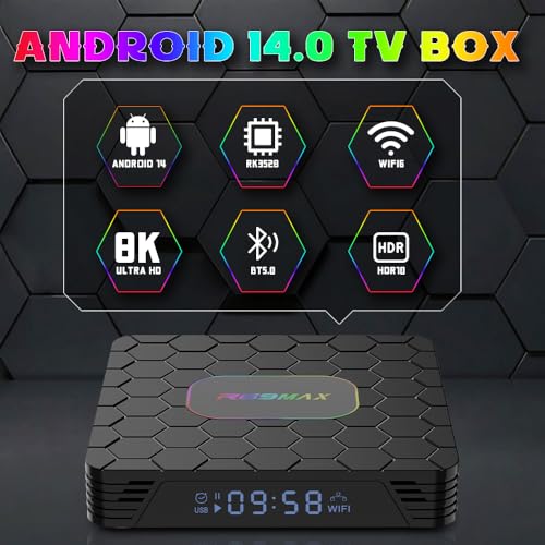 Android TV Box 14.0, 4GB RAM 64GB ROM RK3528 Quad-Core, TV Box ondersteuning 4K UHD HD 2.0, WiFi 6/Bluetooth 5.0, Dual USB 3.0/2.0 1000M LAN Smart Box - Afbeelding 5