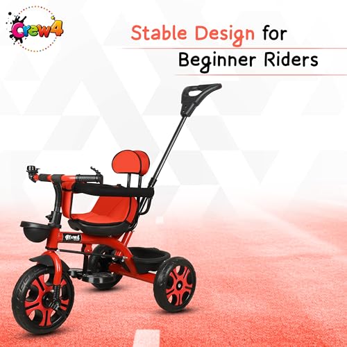 Image of Tricycle 1 Years to 5 Years with Removable Safety Guard and Parental Control Back Side Push Handle with Rubber Tyre for Kid's CR07 (RED 3)