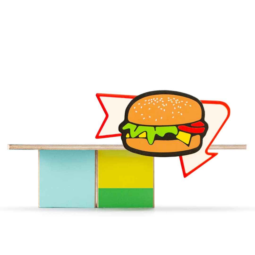 CANDYCAR® Wooden Diecast Collection - Hamburger Shack, Premium Handcrafted Beech Wood Toy