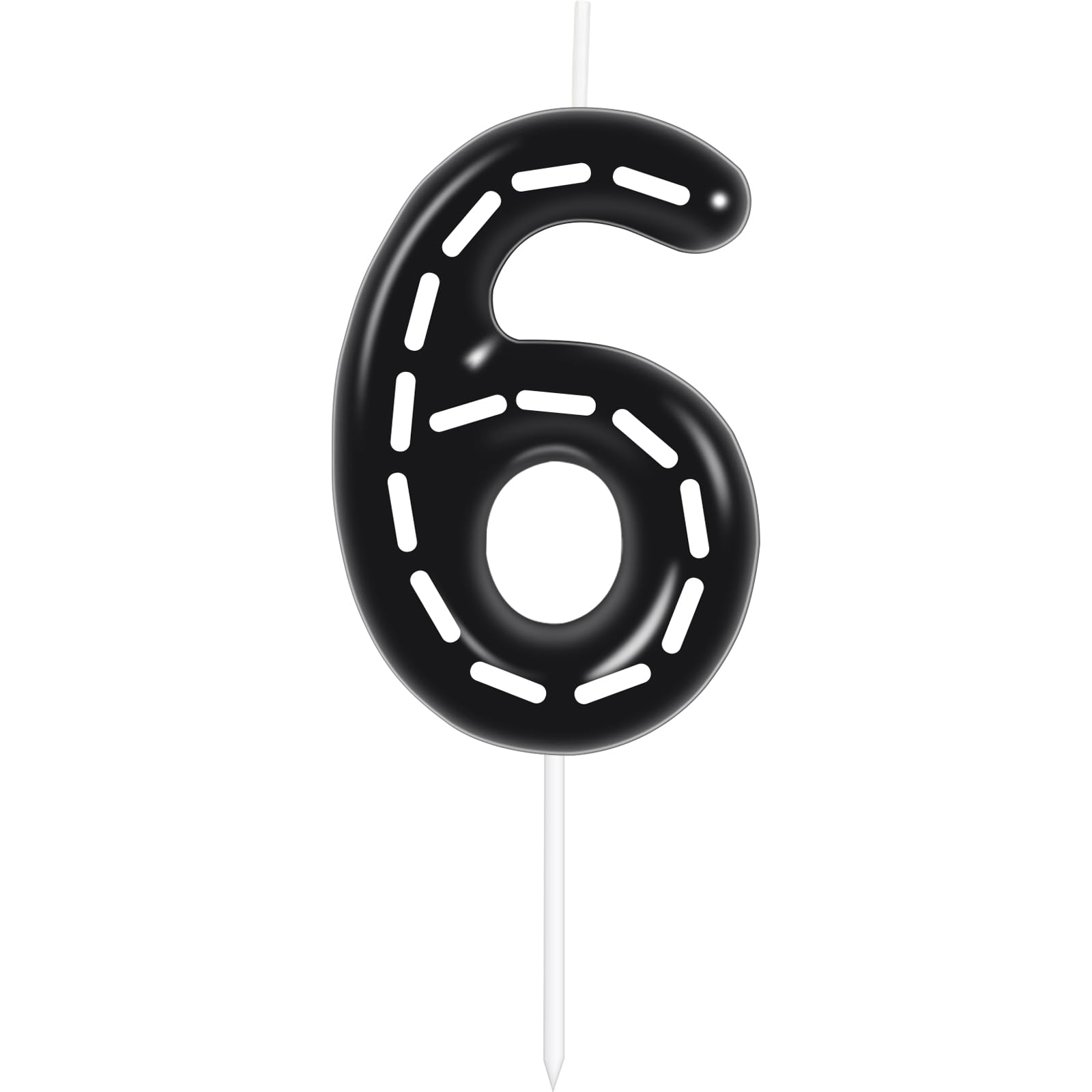 Hongplus Racing Cars Themed Birthday Candles for Cake, Black and White Stripes Candle, Number 6 Candle Happy Birthday Cake Topper for Boys Girls