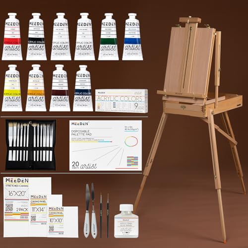 Image of MEEDEN Art Set with French Easel: Acrylic Painting Kit for Adult Artists