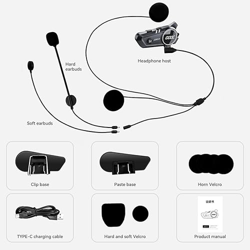 Miniatura 7 de Casco de motocicleta con auricular Bluetooth, intercomunicador Bluetooth, 2 conductores, cancelación de ruido, sistemas de comunicación,