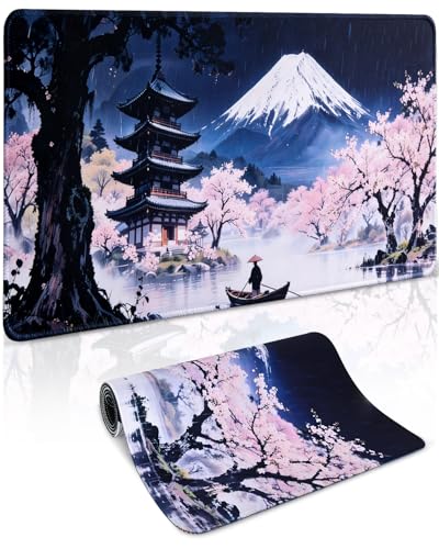 Tapis de souris Cherry Blossom avec base antidérapante et bords cousus XL