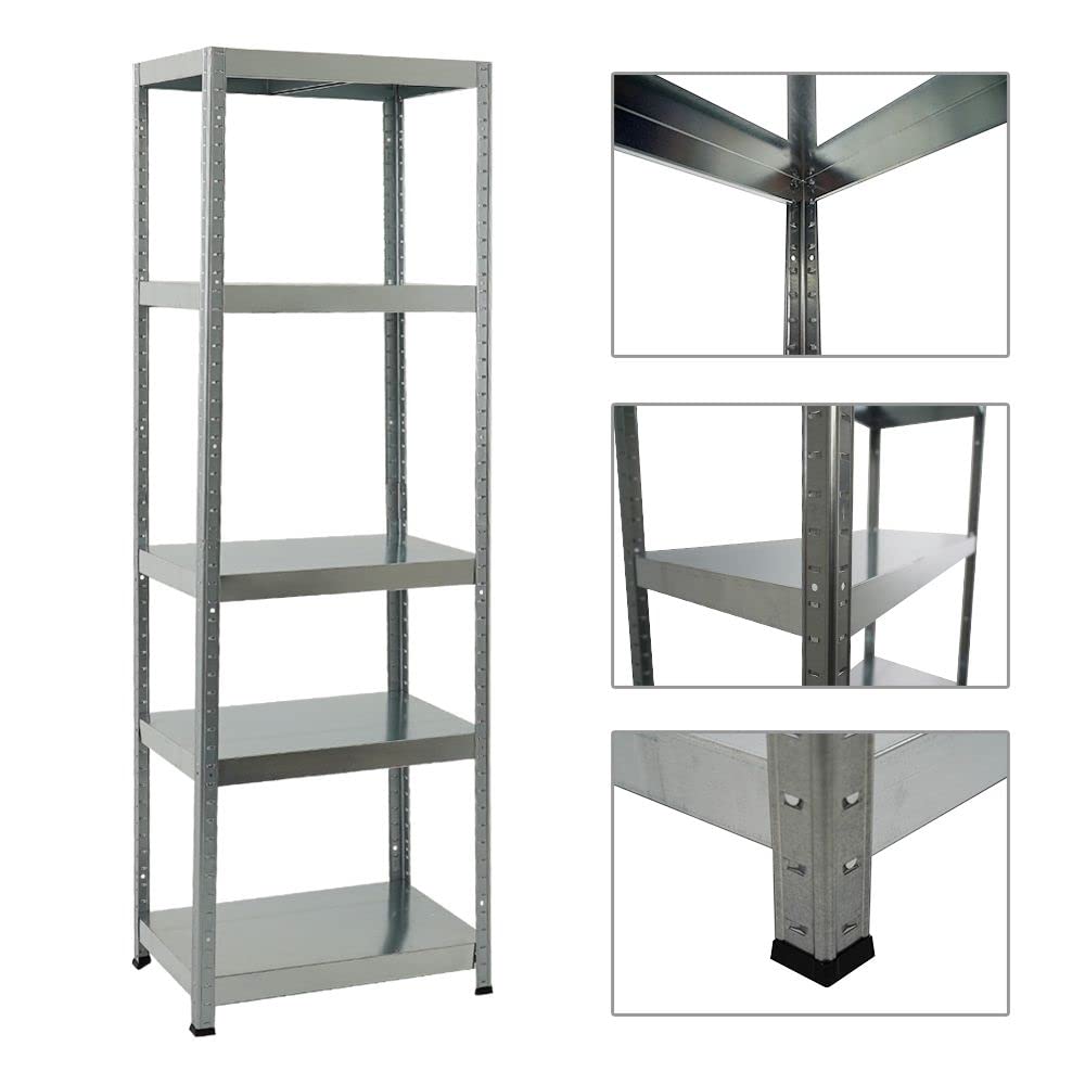 PROREGAL Étagère Charge Lourde Steel Eagle | HxLxP 180x60x40cm | 130kg par Niveau | Galvanisé | Étagère Robuste de Garage, Atelier, Cave, sous-Sol, Stockage, Rangement, Rayonnage
