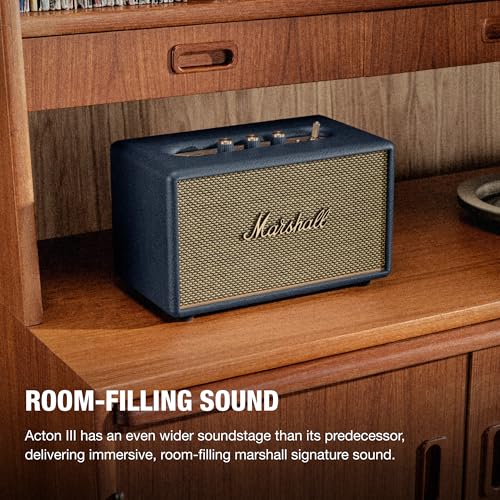 Image of Marshall Acton III Wired Connectivity Stereo Home Speakers with Bluetooth 5.2 & RCA or 3.5mm Input - Midnight Blue