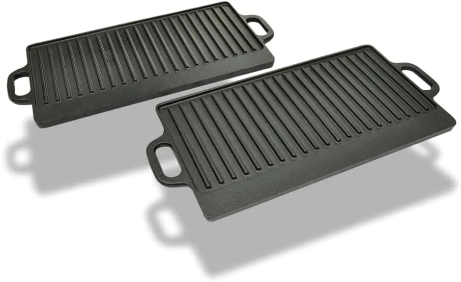 Home & Garden Cast Iron Reversible Grill Plate 38 x 23 cm Furniture Choice